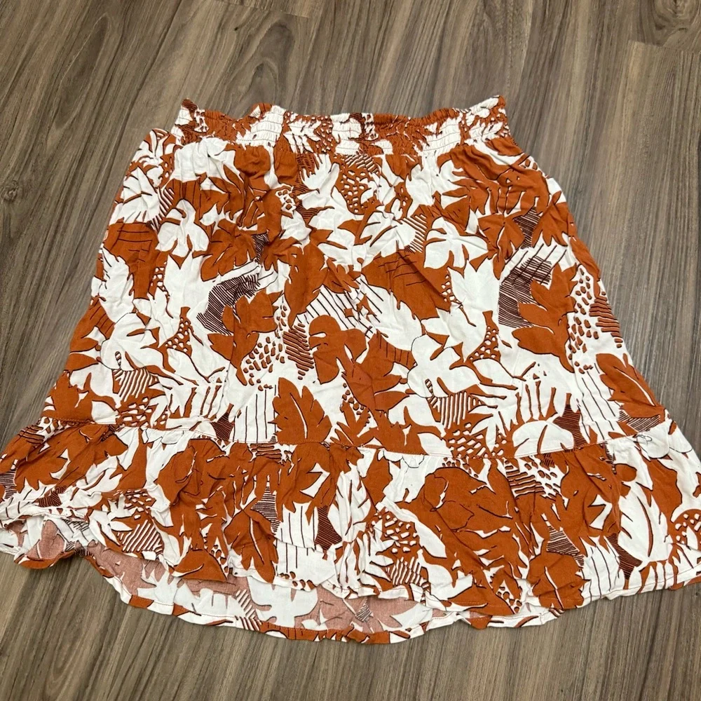 Roxy women sz S elastic waist Cream Floral mini Skirt s - Picture 2 of 6